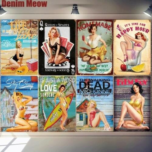 Life Is Better At The Lake Vintage Metal Signs Man Cave Wall Poster Pub Club Home Decor Pin Up Girl Tin Happy Hour Plate ZSS44