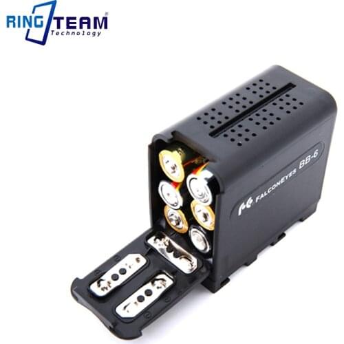 FALCON EYES BB-6 BB6 Battery Box Case for 6x AA Batteries Replace NP-F970 NPF970 fit LED VIDEO LIGHT Panel Monitor With Tracking