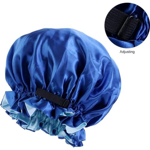 Women 36cm Silky Satin Bonnet Hair Cap For Sleeping Double Layer Night Invisible Flat Adjusting Button Head Cover Headwear Hat