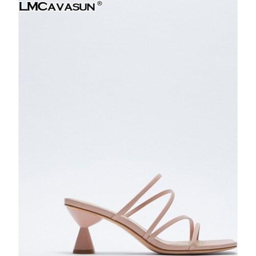 LMCAVASUN Blackjack heel sandals Womens 2021 summer high-heeled sandals with square toe straps