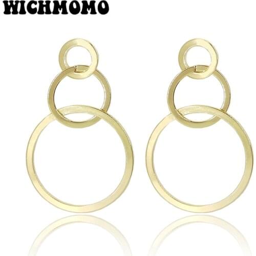 2019 New Fashion Trendy 59mm 1 Pair High Quality Zinc Alloy Gold Dangle Round Earrings for Girls Party Gifts Accessories