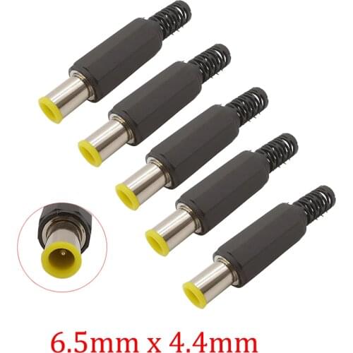 10Pcs/Lot DC Power Male Plug Connector 6.5 x 4.4mm with 1.3mm Tip Yellow Head Welding Plug for DIY Repair Charger Jack Adapter