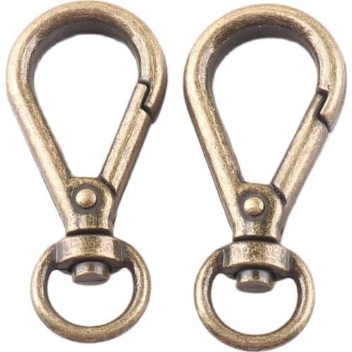 10 pcs Swivel hook antique bronze DIY Craft Outdoor Backpack Bag Parts Metal Trigger Lobster Clasp Snap Hook Key Chain cord