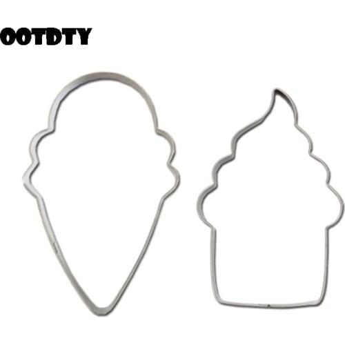 2pcs/set Cupcake Ice Cream Cookie Stencils Pancake Biscuit Cutter Tools Baking Pastry Stainless Steel Modelling Tools