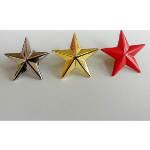 Military Metal Stars Cap Badge Pins Golden Silvery Red Star insignia 3PCS