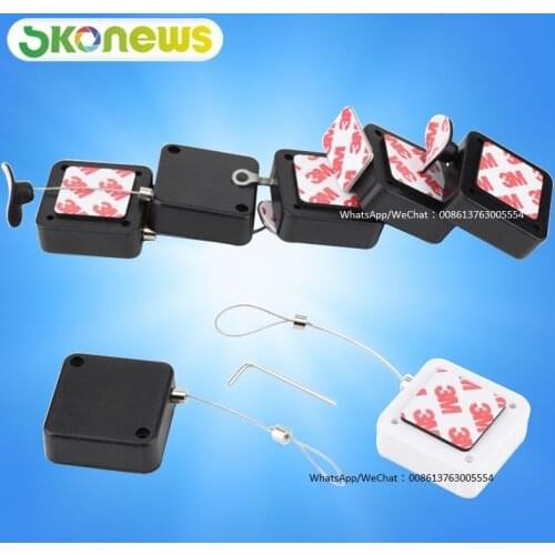 50 Pcs Merchandise Security tether steel cable Retail Shop Square Shape Retractable Anti Theft Pull Box Recoiler