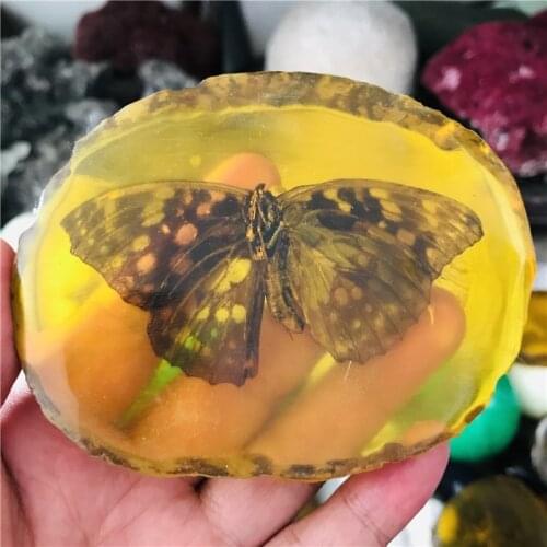 60mm natural amber crystal inside carved animal gem decoration
