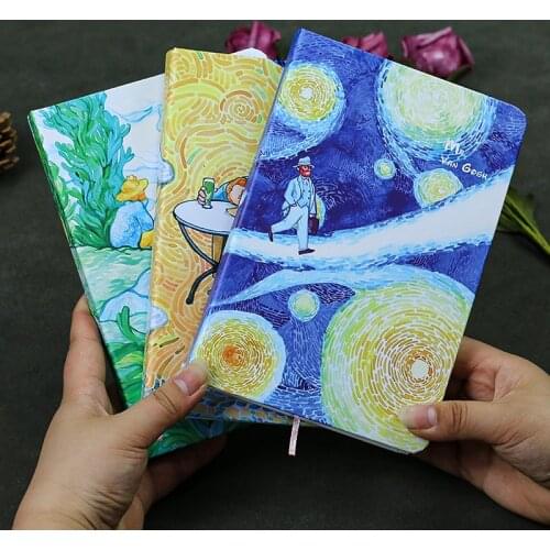 A5 Notepads Van Gogh Cute Leather Pocket Journal Planner Filofax Weekly Diary Travelers Notebook With Colored Pages Stationery