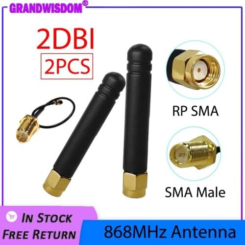 2pcs 868MHz 915MHz Antenna 2dbi RP-SMA Connector GSM 915 868 MHz antena antenne waterproof +21cm SMA Male /u.FL Pigtail Cable