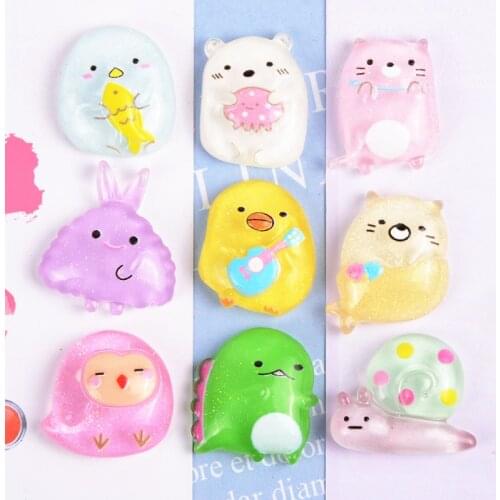 30Pcs Kawaii Cartoon Animal Flatback Resin Cabochon Scrapbooking Hair Bows Phone Decoration Craft DIY Embellishments Accessories