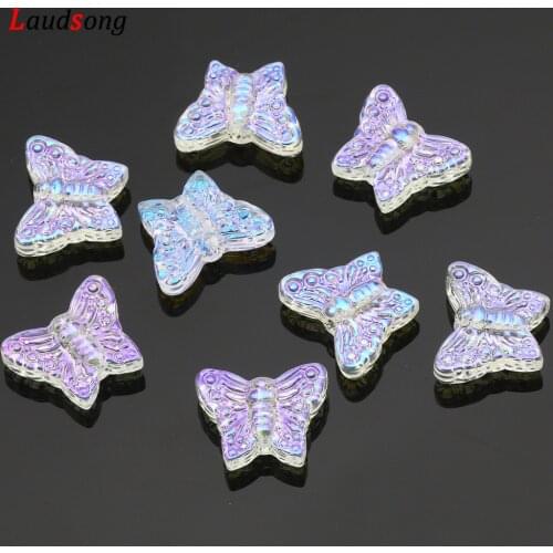 30pcs 12x16mm Colorful Transparent ABS Butterfly Beads Spacer Glass Beads For Jewelry Making DIY Necklace Bracelet Accessories