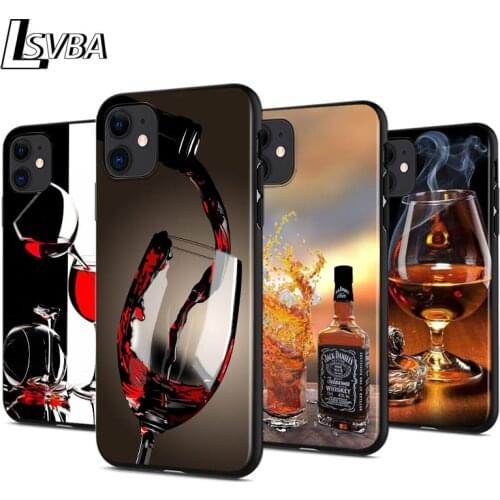 Cool Wine Glass Anti-fall Silicone Phone Case For iPhone 11 Pro XS Max X XR 6S 6 7 8 Plus 5S Soft Black Cover Capa