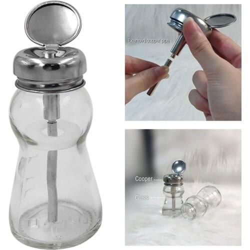 Empty Remover Pump Dispensers Manicure Tool Container for Nail Polish Makeup Remover Pump Container Empty Clear Glass Tool