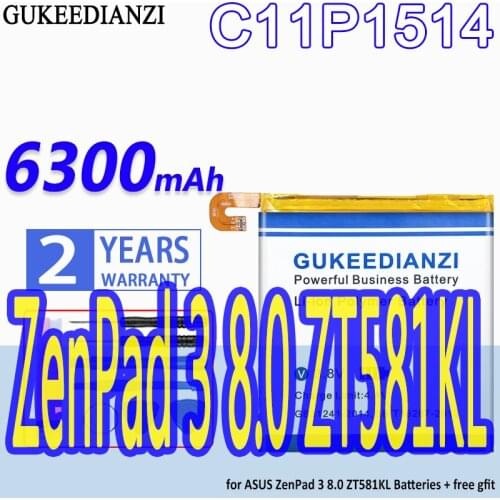 High Capacity GUKEEDIANZI Battery C11P1514 6300mAh for Asus ZenPad 3 8.0, Zenpad Z8, ZenPad Z8 XLTE, ZT581KL, P008, Z581KL