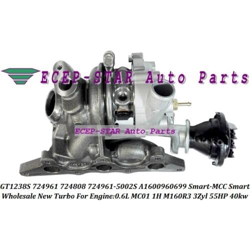 GT1238S 724961 724808 724961-0002 724808-0001 A1600960599 160096069 Turbo For Smart-MCC Smart 0.6L MC01 1H M160R3 3Zyl 55HP 40kw