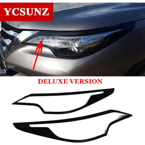 Chrome black carbon fiber head light Car Accessories Headlight Cover For Toyota Fortuner Hilux Sw4 2016 2017 2018 2019 2020