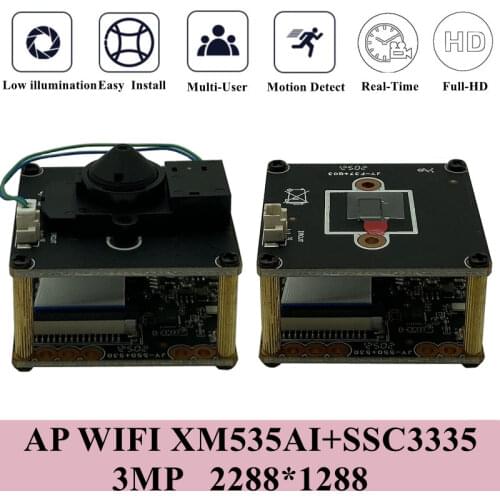 IP WIFI Wireless Camera Module Board with Mini Lens 3.7mm IRC XM530+F37 1920*1080 25FPS Audio Support 32G SD Card P2P Cloud RTSP