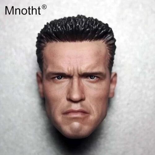 Mnotht 12" Collectible 1/6 Scale Arnold Schwarzenegger Head Sculpt Camouflage Head Carving Model Terminator T800 Head Model m3