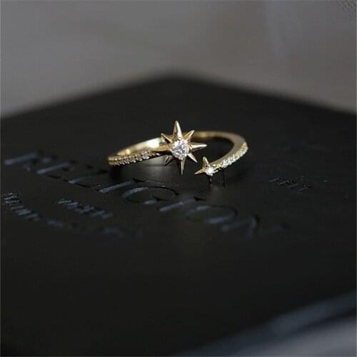 Liemjee Fashion Luxury Simple Jewelry S925 Silver Inlaid Star Zircon Ring For Women Feature Namour Charm Gift All Seasons