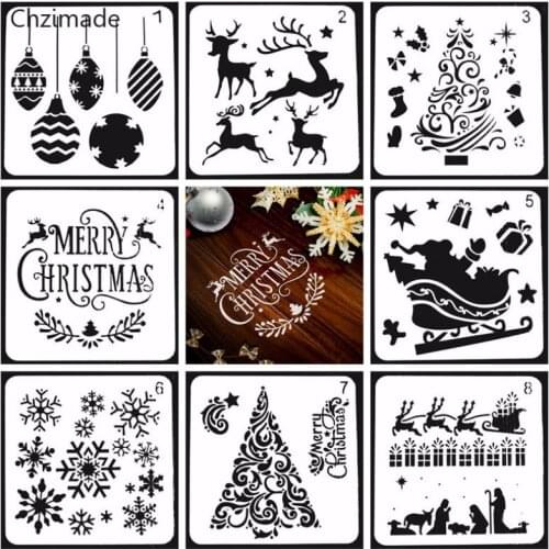 Lychee Life Merry Christmas Layering Stencils For Diy Walls Painting Scrapbooking Stamp Album Decor Embossing Card Template