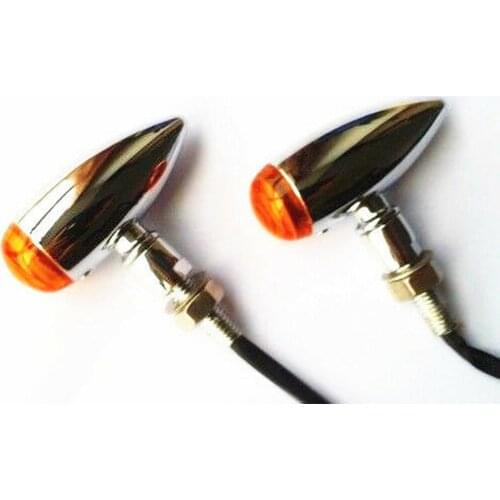Motorcycle Chrome Amber Lens Mini Metal Bullet Turn Signal Lamp for Harley Honda