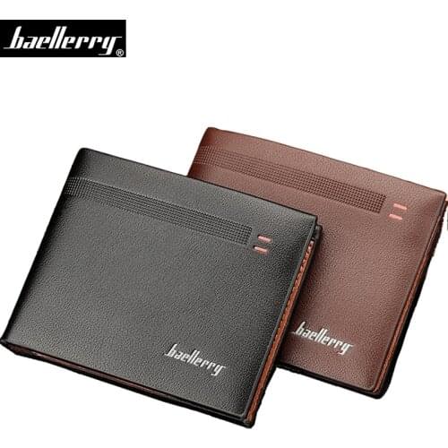 Baellerry Men Wallets High Quality PU leather Fashion Short Mens Purse With Coin Pocket Card Holder Male Clutch Purse cartera