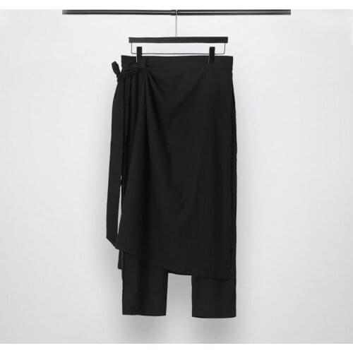 Owen Seak Men Casual Cross Pants Cotton Gothic Skirt Mens Clothing Summer Women Ankle-Length Pant Loose Black Pants Size XXL