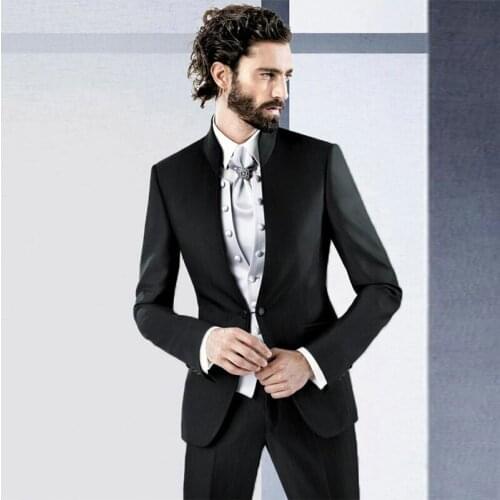 2020 Black Jacket With Black Pants Men Suit Three Pieces Classic Groom Tuxedos Blazer Mens Party Suit Custom Made Business Suit