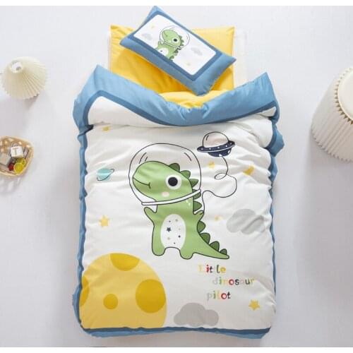 Cartoon Dinosaur Kids Gift Bedding Set Kindergarten Quilt Three-piece Cotton Bedding Children’s Bed Siesta Quilt Boy Girl