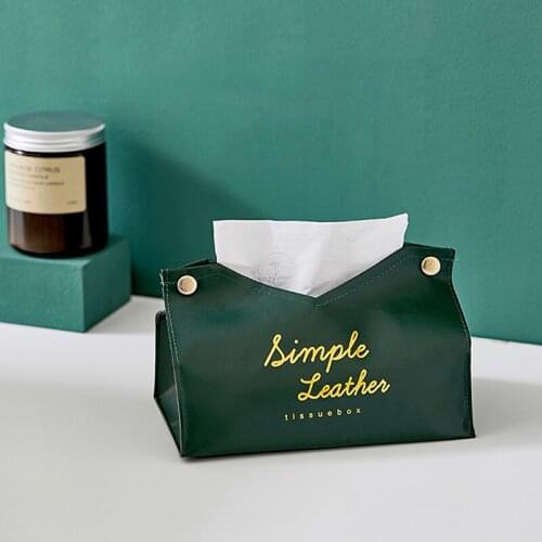Simple V Mouth PU Leather Tissue Bag Table Napkin Case Nordic Household Vehicle Paper Towel Box Cosmetic Tools Organizer Bag