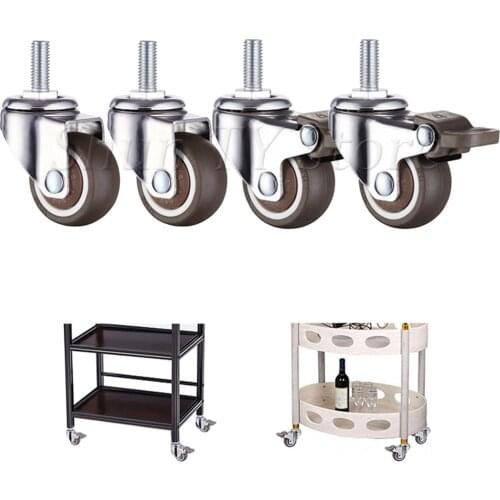 2 Pcs 1/1.25/1.5/2 Inch 360 Degree Swivel Rubber Wheels No Noise Wheels Locking Wheel For Shopping Cart Trolley caster