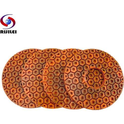 RIJILEI 4PCS 6Inch Copper Bond Diamond Polishing Pads Wet Marble Polishing Pad for Granite Concrete Floor Grinding Disc
