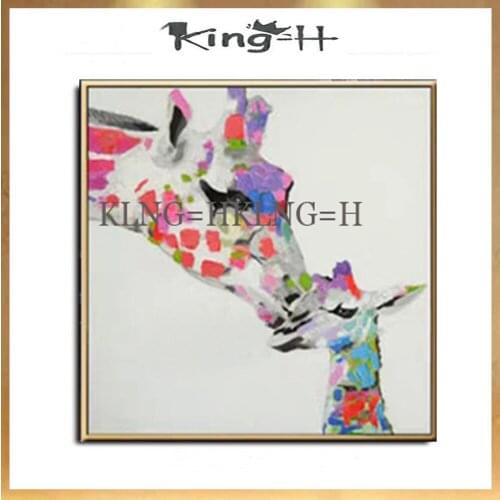 Artist Hand-painted High Quality Cool Giraffe Oil Painting on Canvas Funny Animal Cool Giraffe with glasses Acrylic Painting
