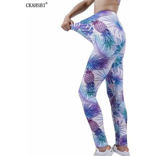 CKAHSBI Yoga Pants Sexy Women Legging Pineapple Printing Fitness Leggins Fashion Slim Legins High Waist Pants Elastic Push Up