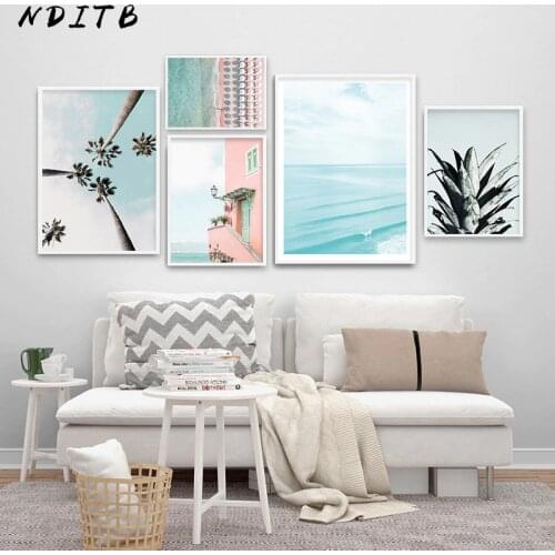 Tropical Ocean Beach Palm Tree Canvas Poster Landscape Wall Art Print Painting Nordic Decoration Picture Scandinavian Home Decor