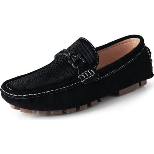 Men Shoes Fashion Loafers Soft Moccasins Genuine Suede Boat Shoes Men Breathable Flats Driving Shoes Walking Handmade Footwear