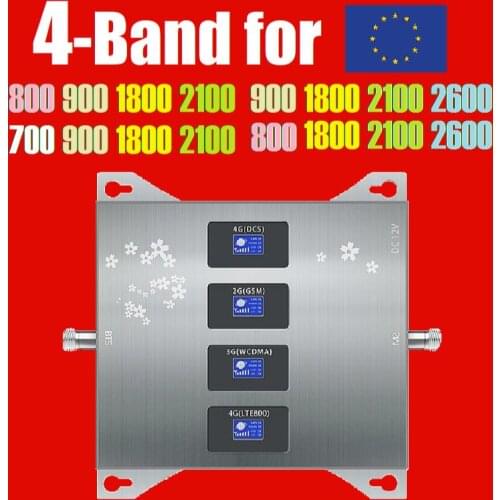 4g signal amplifier 2600 2100 1800 900 850 800 700 MHZ quad band signal booster europe Africa Russia Spain France Turkey Saudi