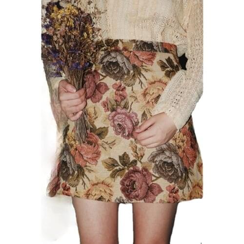 Vintage Women Mini Floral Skirts Girls Paint Flower Draw Skirts Women Vintage Flower Mini Skirts Womens