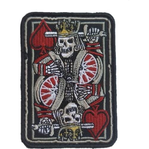 Skull Red Heart K Poker Card Embroidery Magic Patch Stripe Applique Patches Casino Good Luck For Clothing Backpack Badge