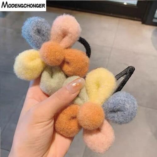 High Elastic Hair Band Plush Flower Hair Tie Ponytail Holder Lady Hair Clip Hair Scrunchies Girls Sweet Popular Hair Accessories