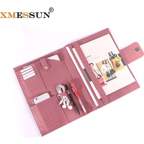 XMESSUN 2021 New Briefcase Fashion Customized Folders File Python Ostrich Crocodile Pattern Pouch Bag Women Business Folder INS