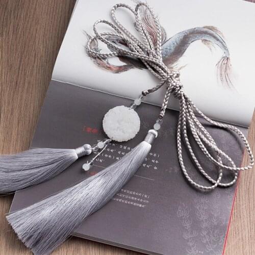 Ancient Style Han Chinese Clothing Dragon Jade Pendant Waist Skirt Braid Rope round Neck Gown Fringe Woven Waist Strap Men Women