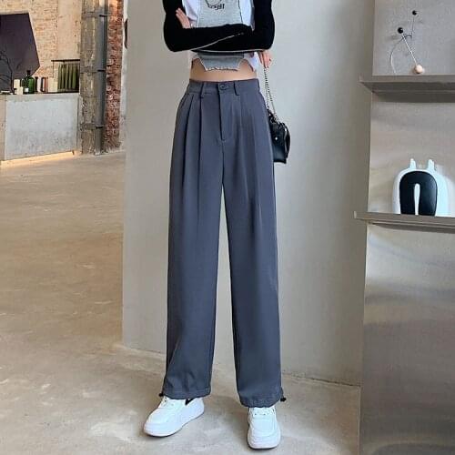 2021 New Pants Women High Waist Wide Leg Y2k Women Joggers Sweatpants Kpop Streetwear Simple Soild Fashion Female Trousers
