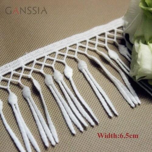 1YARD Width:6.5cm Newest polyester water soluble sewing lace trims Ivory color tassul lace (ss-6789)
