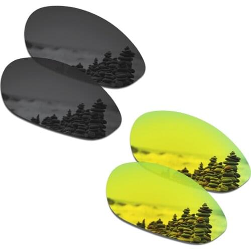 SmartVLT 2 Pairs Polarized Sunglasses Replacement Lenses for Oakley Minute 2.0 Stealth Black and 24K Gold