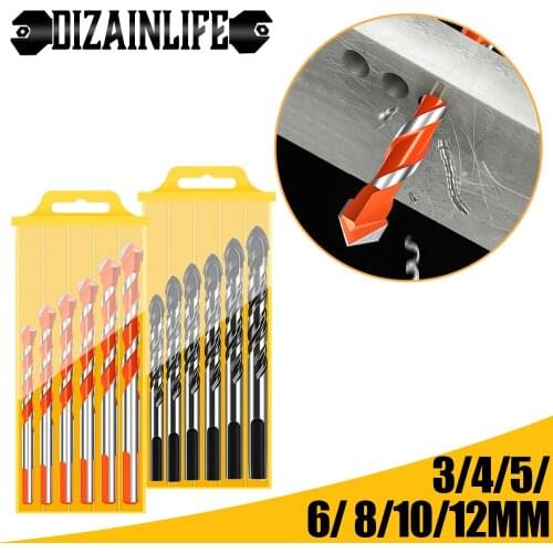 3 4 5 6 8 10 12mm Tile Drill Bit Set Triangle Ceramic Glass Concrete Brick Multi-functional Metal Marble Stainless Steel Wood