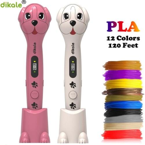 Dikale 3D Printer Pen LCD Display 1.75mm PLA Filament Magic Pen Arts and Craft 3D Pen 3D Model Kids Gift Pens for Drawing