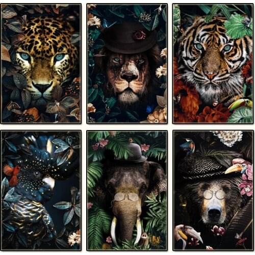 5D DIY Diamond Painting Tiger Elephant Lion Poster Cross Stitch Kit Full Drill Diamond Embroidery Mosaic Picture Home Decor Gift