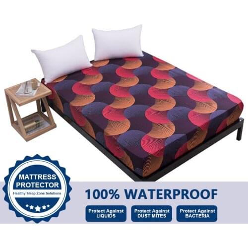 Waterproof Printed Mattress Pad Cover Dust-proof and Moisture-proof Queen Size Smooth Matress Topper Protector Bed Sheet Cover