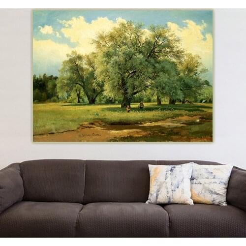 Citon Ivan Shishkin《Willows Lit Up by the Sun》Canvas Art Oil Painting Artwork Poster Picture Backdrop Wall Decor Home Decoration